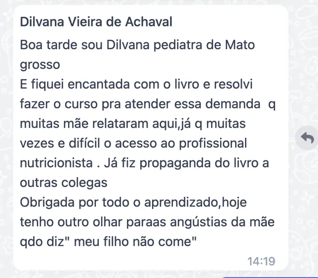 Depoimento de uma pediatra sobre o livro e o curso