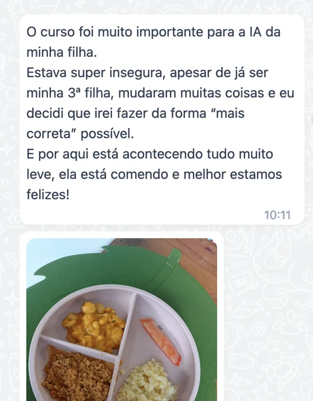 Depoimento: o curso foi muito importante para a introdução alimentar da minha terceira filha